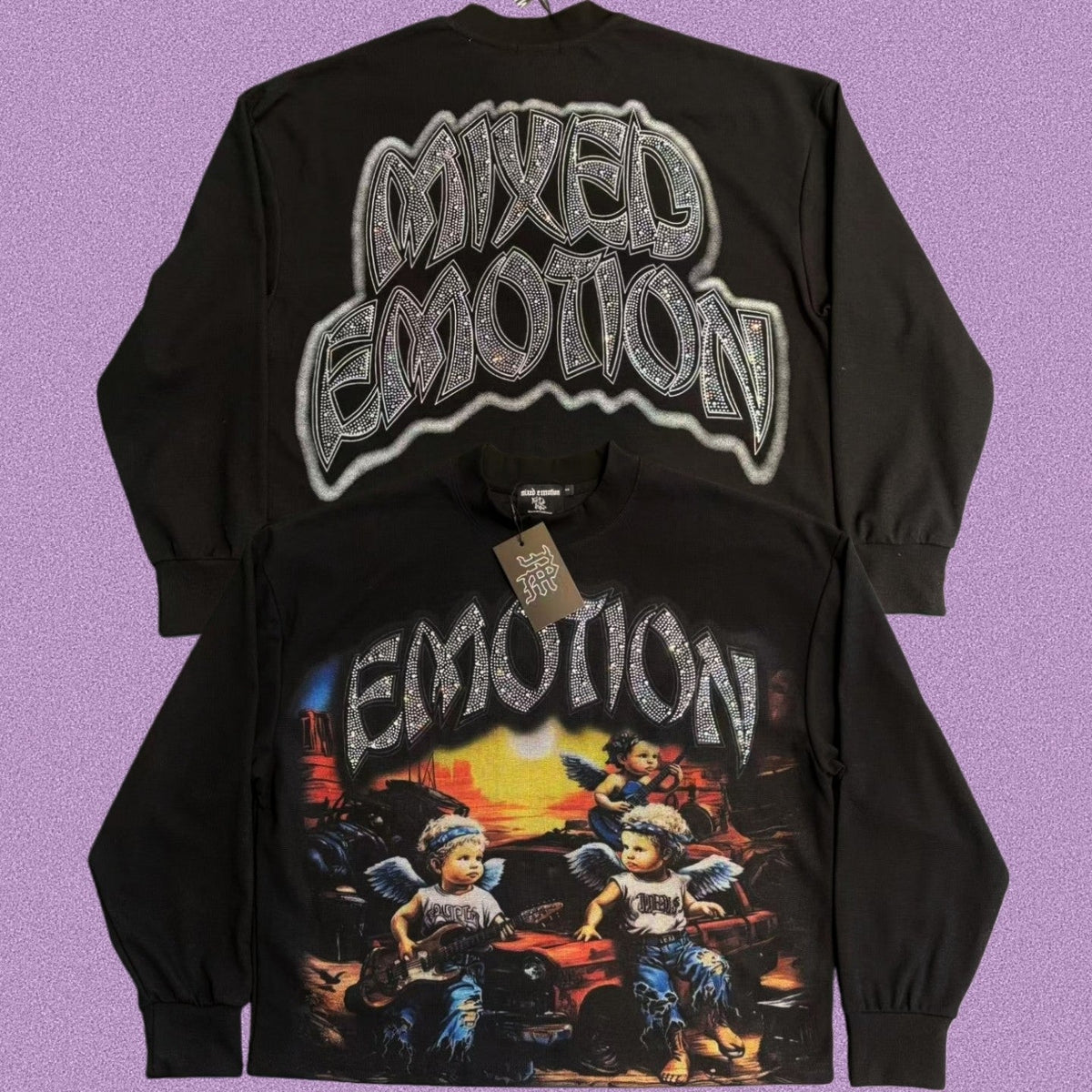 MIXED EMOTION Angel Graphic Waffle Long Sleeve Tee