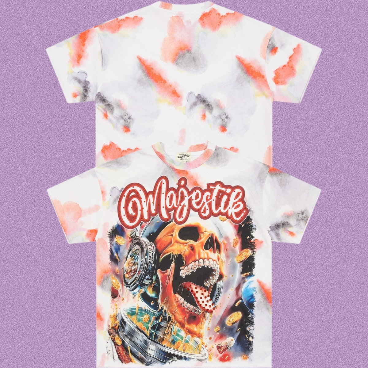 MIXED EMOTION Spray-Dye Skull Graphic T-Shirt