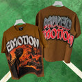 MIXED EMOTION Zombie Car Graphic Brown T-Shirt