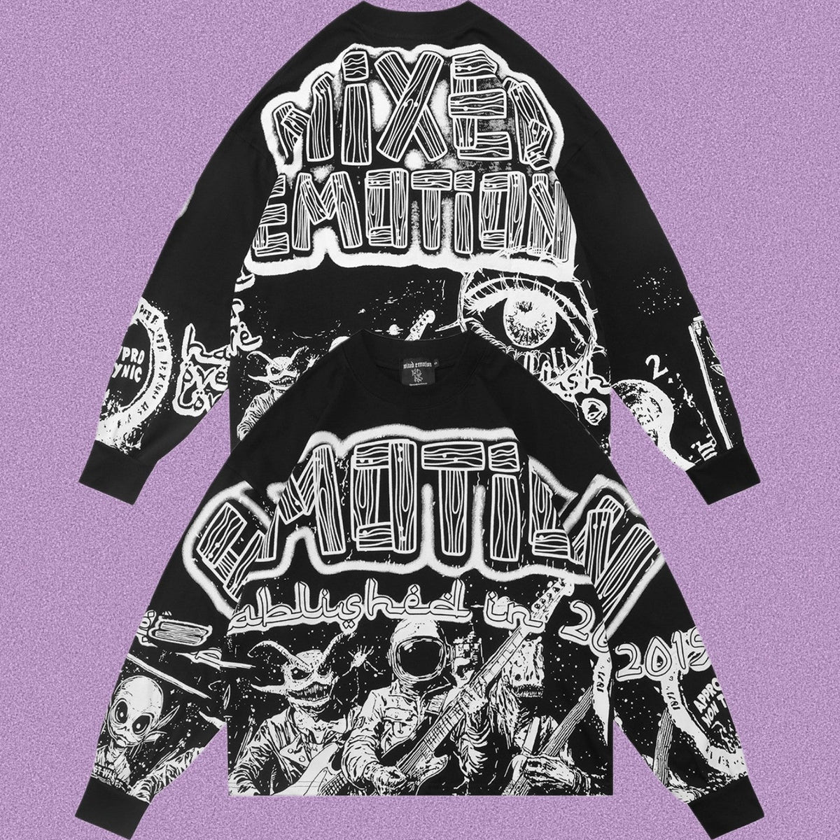 MIXED EMOTION Alien Graphic Long Sleeve Tee