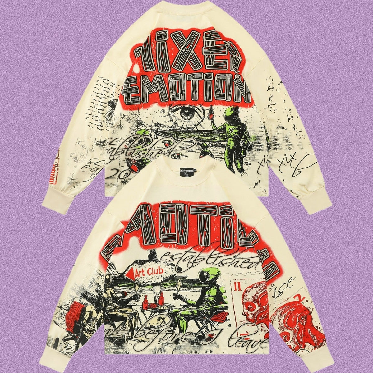 MIXED EMOTION Alien Graphic Long Sleeve Tee