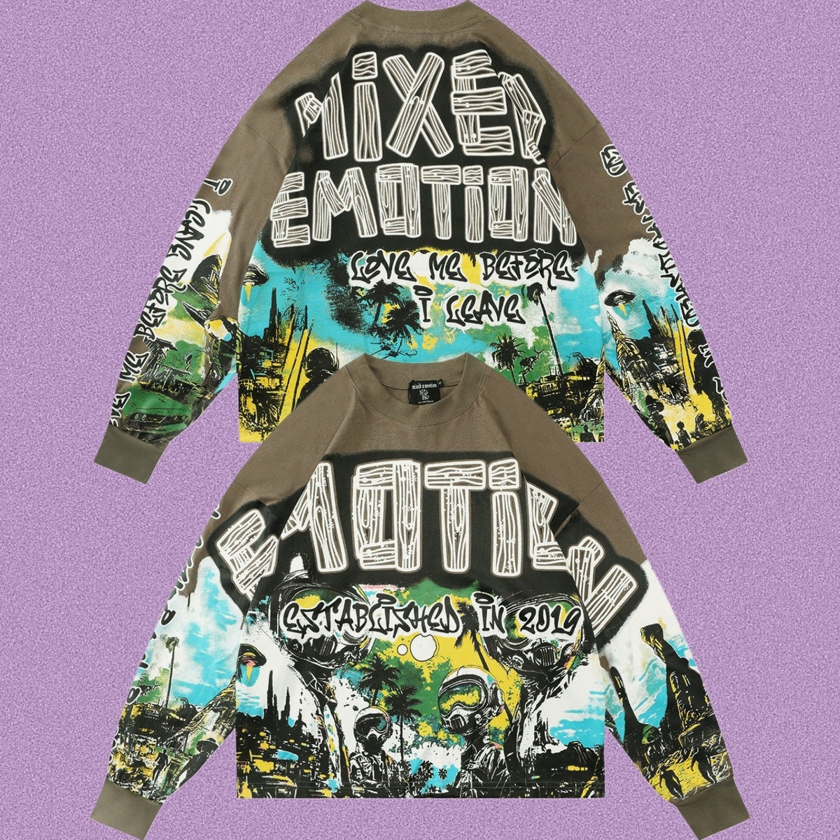 MIXED EMOTION Alien Graphic Long Sleeve Tee