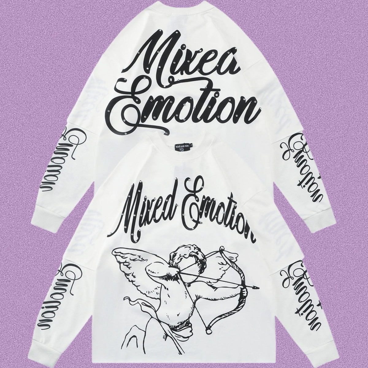 MIXED EMOTION Angel Script Layered Long Sleeve Tee