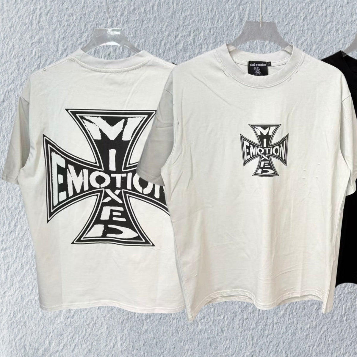 MIXED EMOTION Cross Graphic Distressed T-Shirt