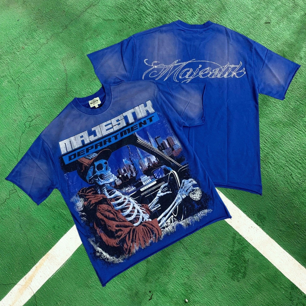 MIXED EMOTION Majestik Skeleton Drive Graphic T-Shirt