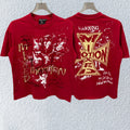 MIXED EMOTION Washed Red Warning Graphic T-Shirt