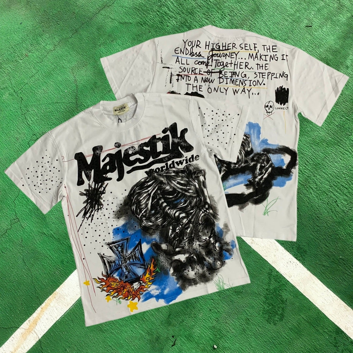 MIXED EMOTION Graphic Worldwide Skeleton T-Shirt